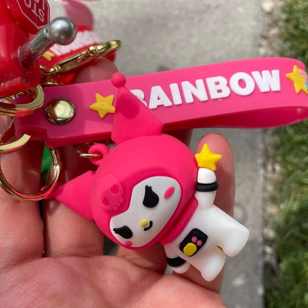 Pink and White Kids Toy Keychain